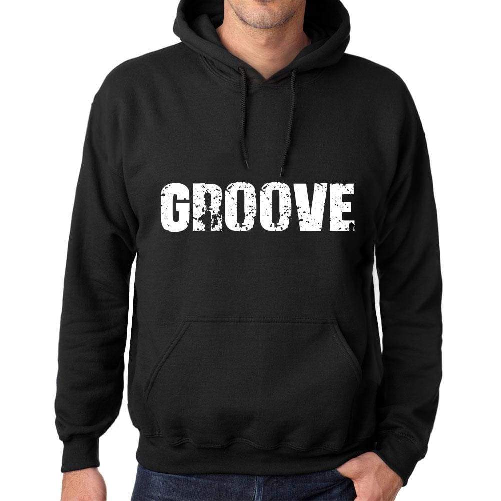 Mens Womens Unisex Printed Graphic Cotton Hoodie Soft Heavyweight Hooded Sweatshirt Pullover Popular Words Groove Deep Black - Black / Xs /