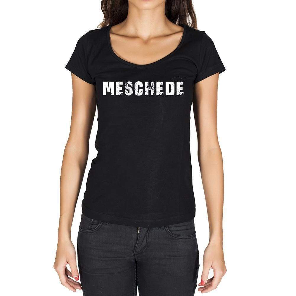 Meschede German Cities Black Womens Short Sleeve Round Neck T-Shirt 00002 - Casual