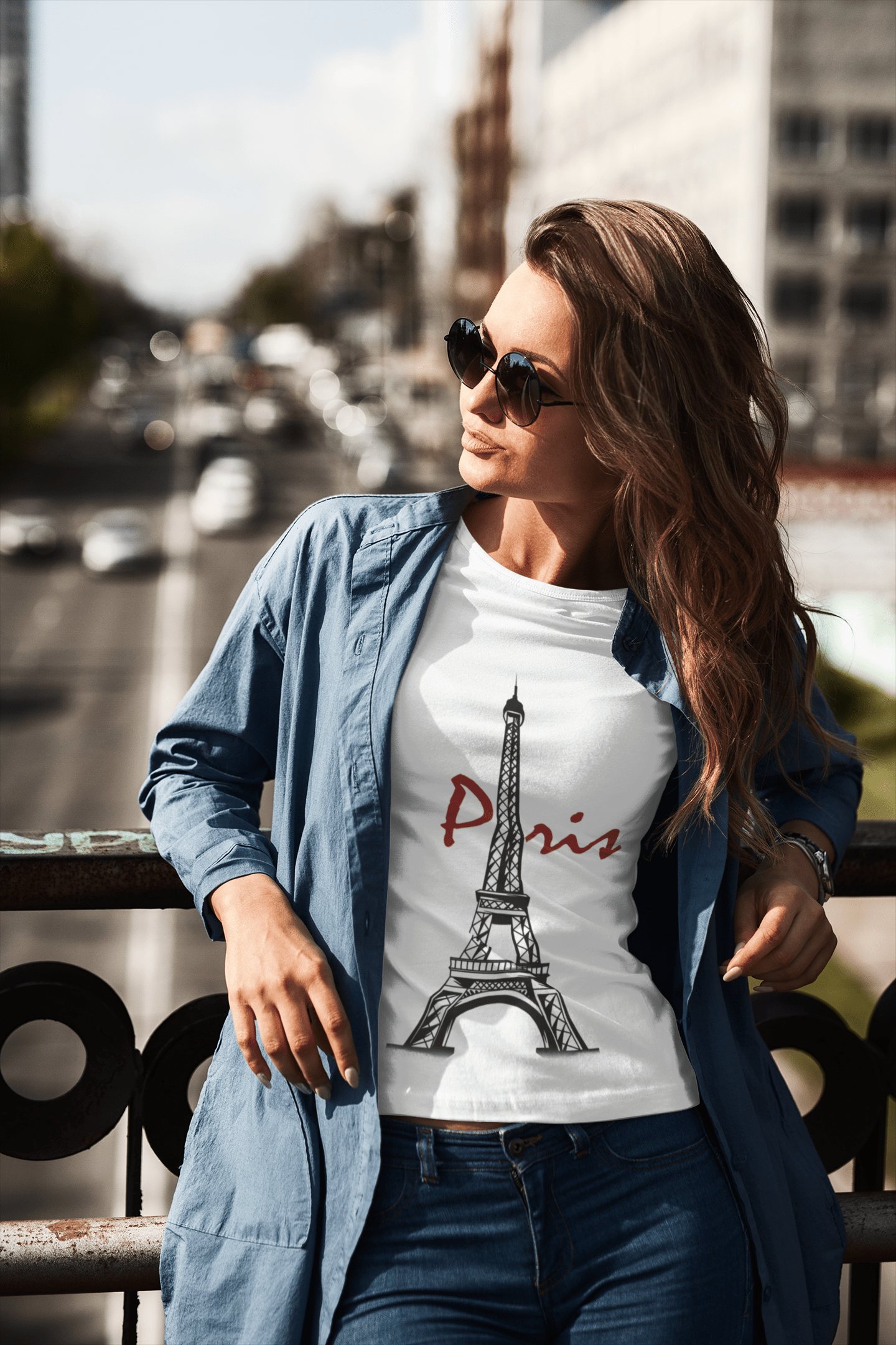 Tour Eiffel Tshirt Femme Manches Courtes Col rond Tee 00181