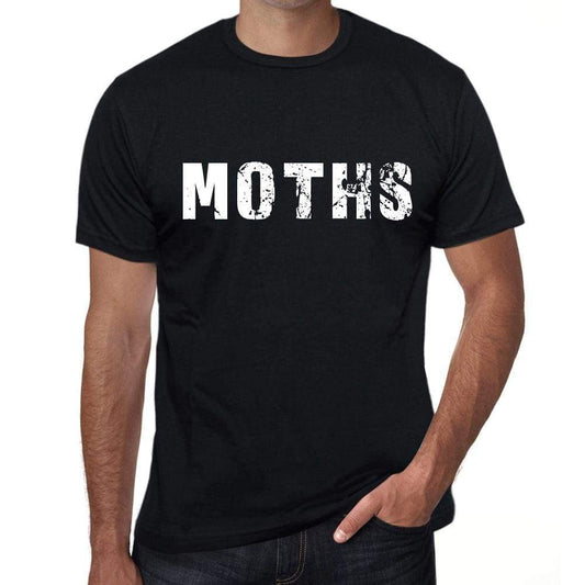 Moths Mens Retro T Shirt Black Birthday Gift 00553 - Black / Xs - Casual