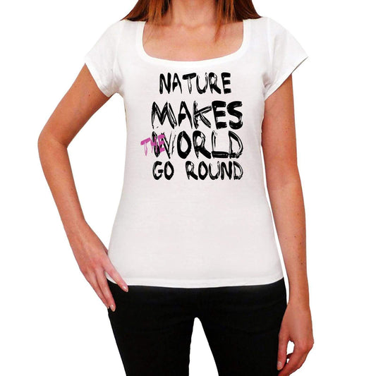 Nature World Goes Round Womens Short Sleeve Round White T-Shirt 00083 - White / Xs - Casual