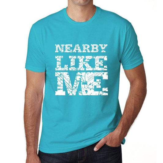 Nearby Like Me Blue Mens Short Sleeve Round Neck T-Shirt - Blue / S - Casual