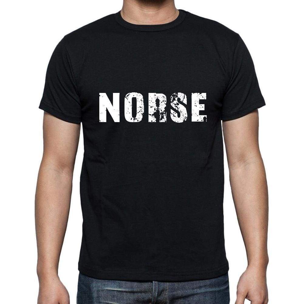 Norse Mens Short Sleeve Round Neck T-Shirt 5 Letters Black Word 00006 - Casual