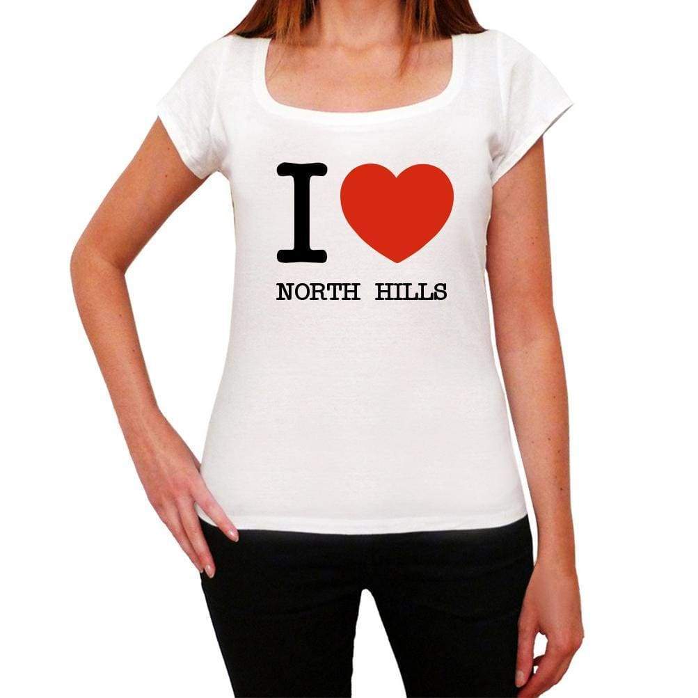 North Hills I Love Citys White Womens Short Sleeve Round Neck T-Shirt 00012 - White / Xs - Casual