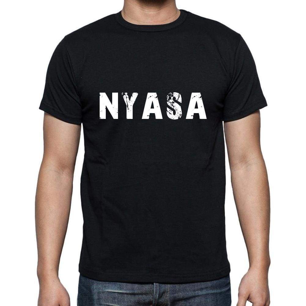 Nyasa Mens Short Sleeve Round Neck T-Shirt 5 Letters Black Word 00006 - Casual