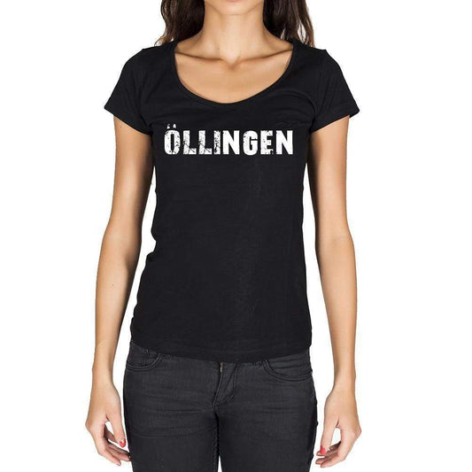 Öllingen German Cities Black Womens Short Sleeve Round Neck T-Shirt 00002 - Casual