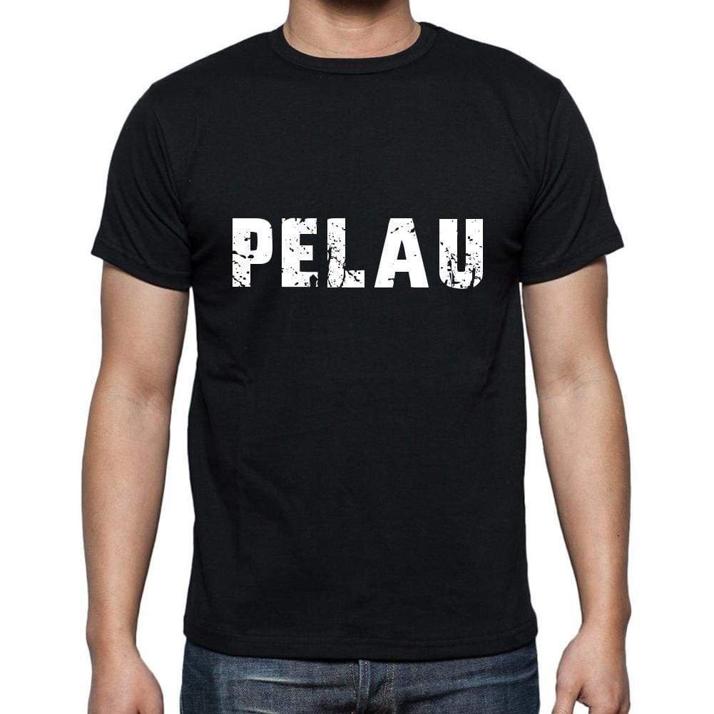 Pelau Mens Short Sleeve Round Neck T-Shirt 5 Letters Black Word 00006 - Casual