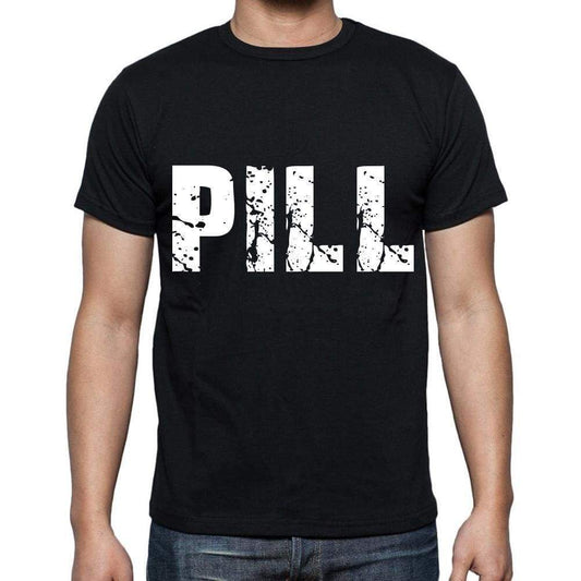 Pill White Letters Mens Short Sleeve Round Neck T-Shirt 00007