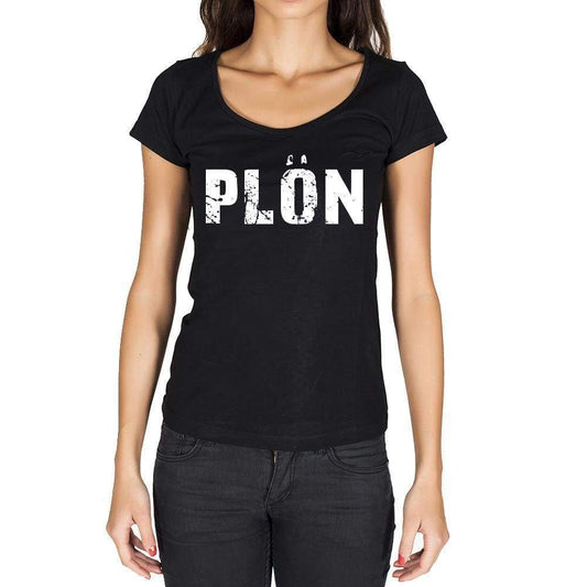 Plön German Cities Black Womens Short Sleeve Round Neck T-Shirt 00002 - Casual