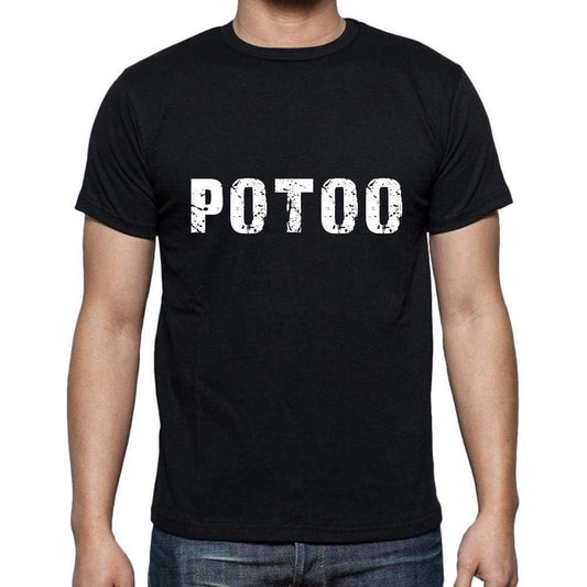 Potoo Mens Short Sleeve Round Neck T-Shirt 5 Letters Black Word 00006 - Casual