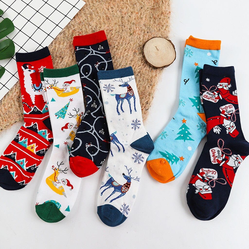 Chaussettes en coton pour hommes et femmes, nouvelle collection automne hiver nouvel an, père noël, neige, élan, cadeau, taille 102 #3