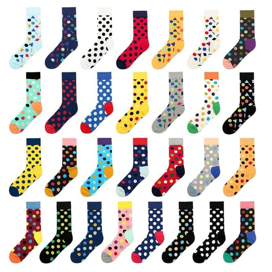 2020 mode coloré point coton hommes heureux chaussettes personnalité marée marque Harajuku décontracté drôle chaussettes hommes Meias