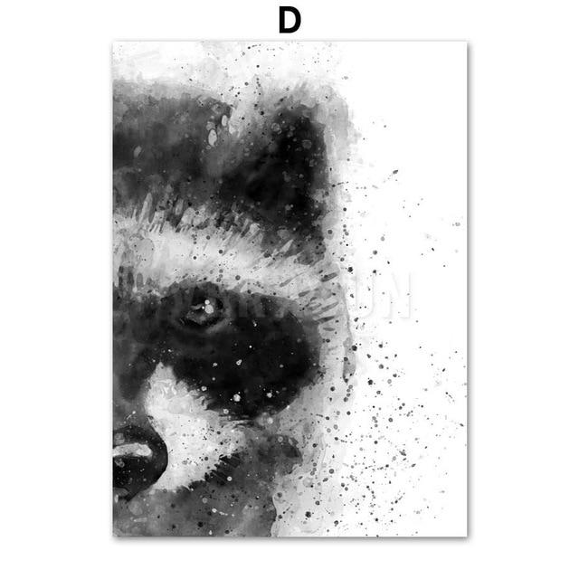 Bear Wolf Deer Panda Tiger Raccoon Animal Wall Art Canvas Painting Nordic Posters and Prints Wall Pictures For Living Room Decor