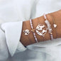 LWMMD 5pcs/set Bohemian Love Charm Bracelets Bangles For Women Fashion Gold Color Strand Bracelets Sets Jewelry bohemian