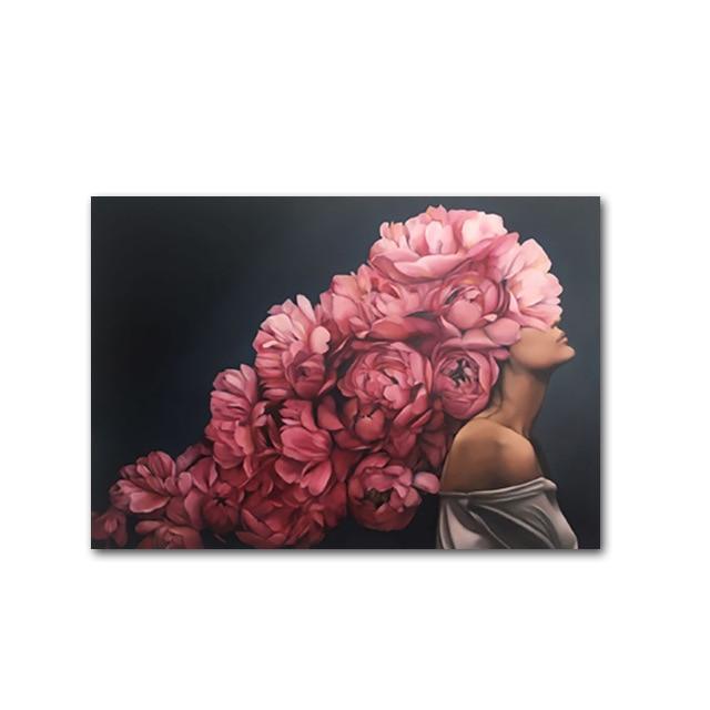 Nude Naked Women Feather Posters and Prints Nordic Figure Canvas Painting Girls Wall Art Flower Pictures for Living Room Bedroom