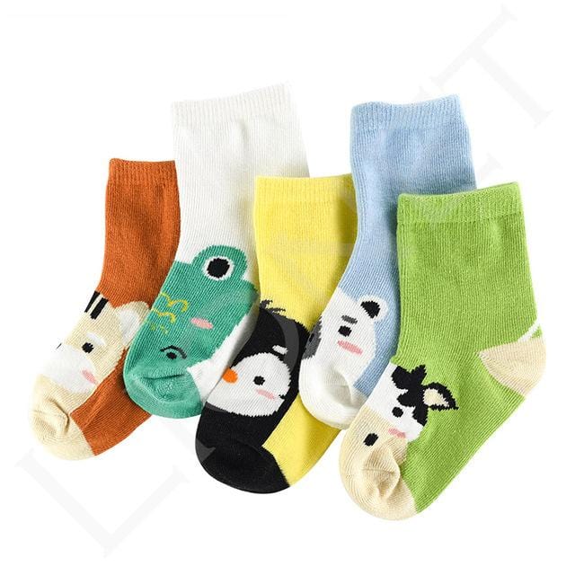 Chaussettes en coton doux pour enfants, 5 paires/lot, chaussettes en maille respirante pour bébés, chaussettes de dessin animé pour garçons et filles, cadeaux d'automne et d'hiver pour enfants, vêtements pour tout-petits