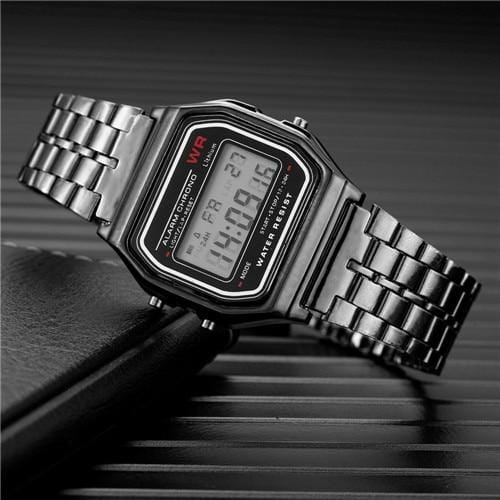 Montre unisexe pour hommes et femmes, Vintage, en acier inoxydable, LED, sport, militaire, électronique, numérique, cadeau