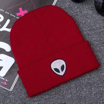 Offre spéciale broderie Alien chapeau hiver hommes et femmes manchette chapeaux doux solide bonnets Hip Hop unisexe chaud tricoté casquettes Gorros De Lana