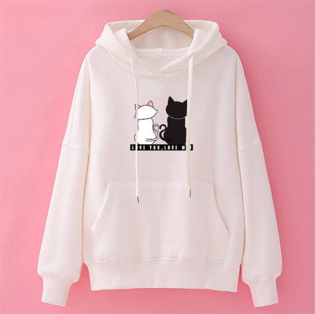 Hiver pull sweats femmes chat Kawaii Poleron Mujer 2019 kangourou poche à capuche école coréenne Streetwear sweat à capuche