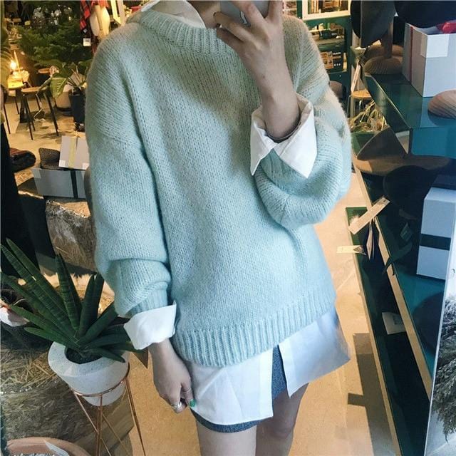 Pullover Frauen 2020 Herbst Winter Fashion Solid O Neck Pullover Pullover Koreanischen Stil Gestrickte Langarm Jumper Casual Tops