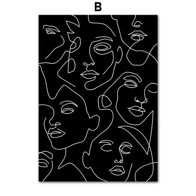 Wall Art Canvas Painting Drew Line Face Flower Abstract Painting Nordic Posters And Prints Wall Pictures For Living Room Decor