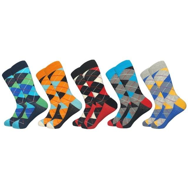 2020 Hot Sale Casual Men Socks New Socks fashion design Plaid Colorful happy Business Party Dress Cotton Socks Man