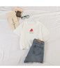 T-shirt manches longues pour femmes, ample et basique, avec broderie de dessin animé coréen, Simple, harajuku Kawaii, drôle pour étudiante, automne