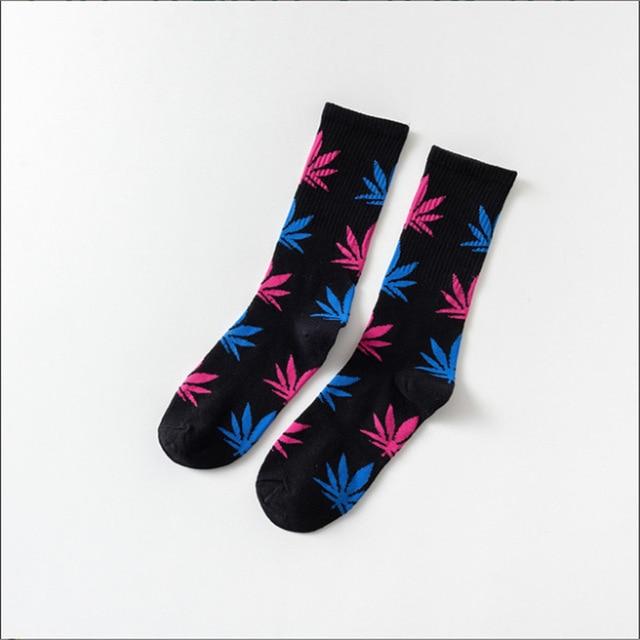 Moda Mulaya Funny Socks Women Comfortable High Quality Cotton Happy Hemp Leaf Maple Casual Long Weed Crew Sock Dress Harajuku