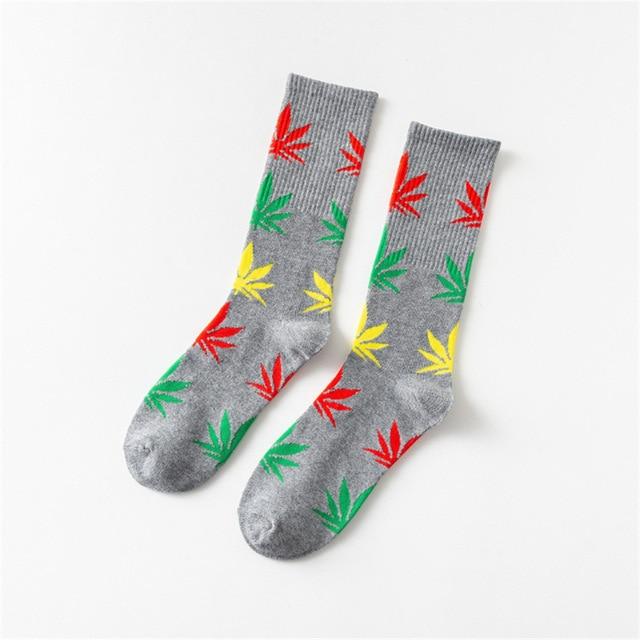 Moda Mulaya Funny Socks Women Comfortable High Quality Cotton Happy Hemp Leaf Maple Casual Long Weed Crew Sock Dress Harajuku