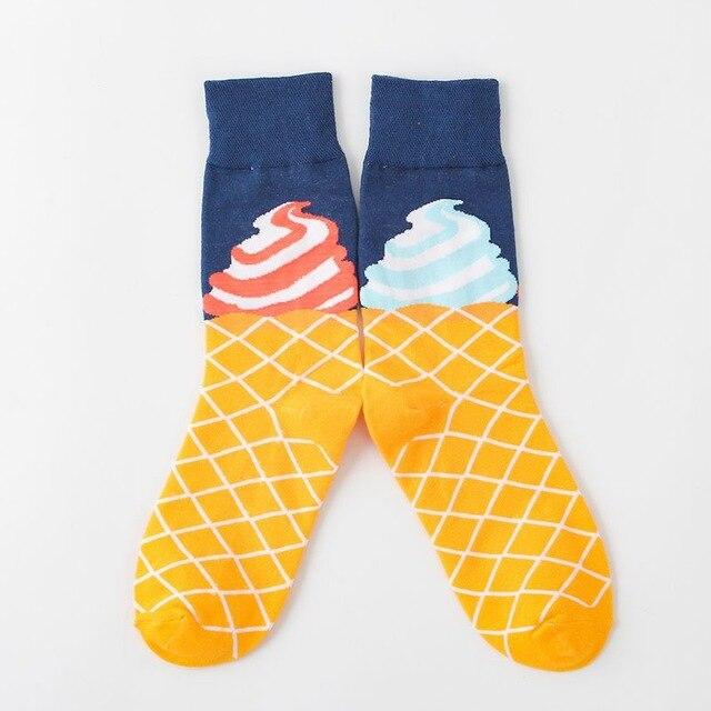 Harajuku – chaussettes joyeuses en coton peigné pour hommes, robe décontractée, chaussettes de mariage, nouveauté colorée, chaussettes de skateboard, motif de collation