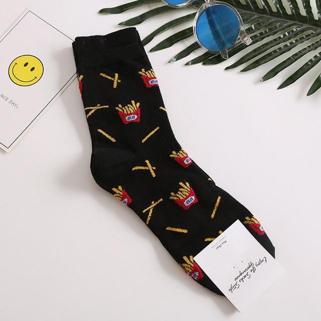 Harajuku happy socks men's funny combed cotton dress casual wedding socks colorful novelty skateboard socks men Snack pattern