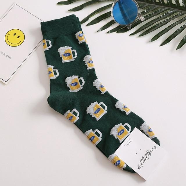 Harajuku – chaussettes joyeuses en coton peigné pour hommes, robe décontractée, chaussettes de mariage, nouveauté colorée, chaussettes de skateboard, motif de collation