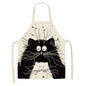 1Pcs Kitchen Apron Cute Cartoon Cat Printed Sleeveless Cotton Linen Aprons for Men Women Home Cleaning Tools 53*65cm WQ0029