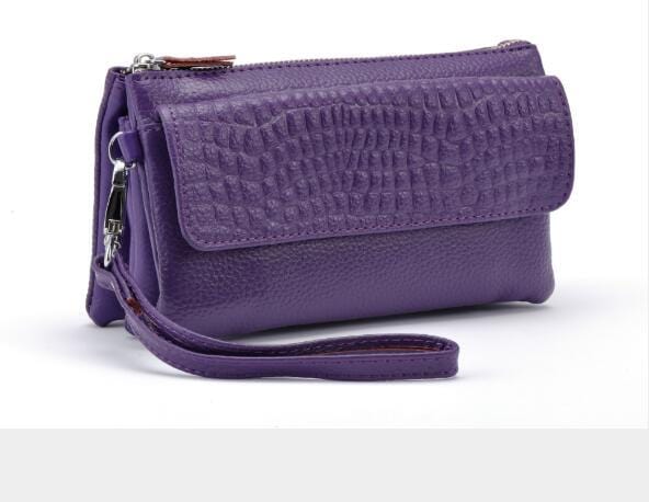 Pochette en cuir véritable femmes portefeuilles longs femmes porte-monnaie grande capacité pochette porte-monnaie dames portefeuille téléphone sac à main Cartera