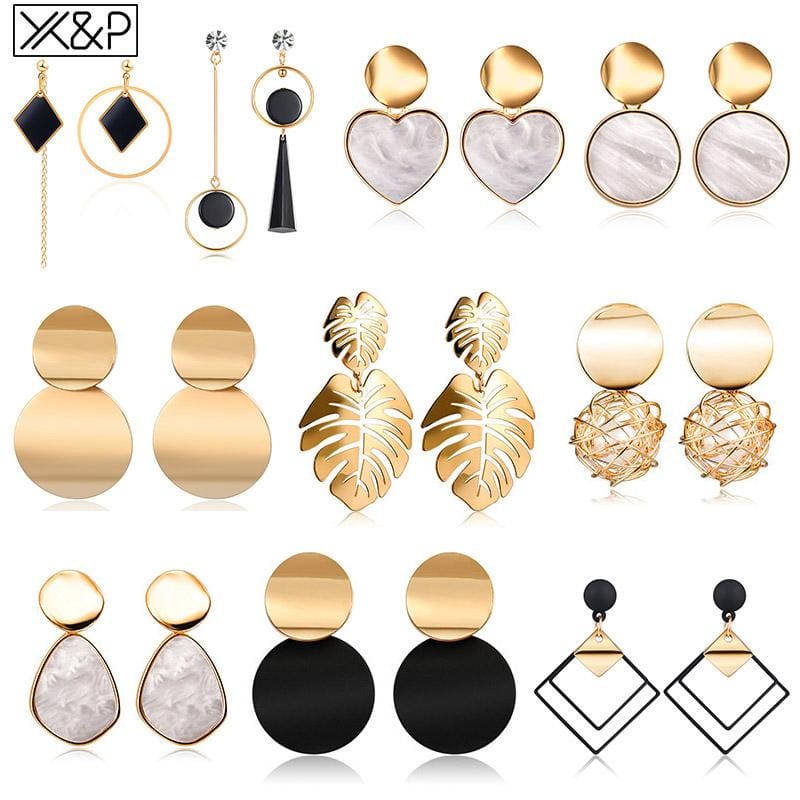 X &amp; P nouveau coréen coeur déclaration boucles d'oreilles 2019 pour les femmes mode Vintage géométrique acrylique balancent boucle d'oreille bijoux