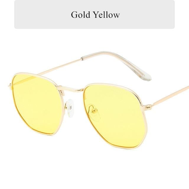 Oulylan Vintage polygone lunettes de soleil femmes hommes marque métal cadre lunettes de soleil dames UV400 femme luxe polygonale lunettes de soleil mâle