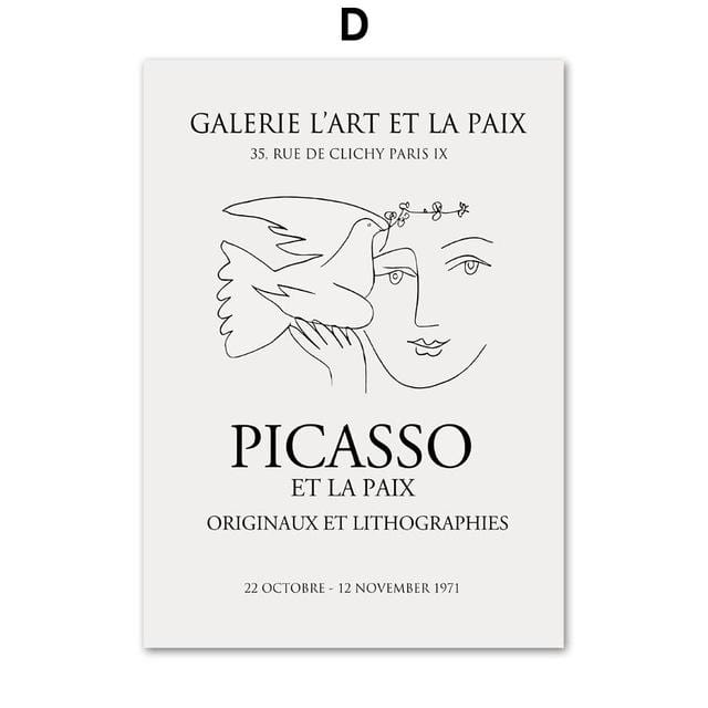 Picasso Matisse – dessin de ligne d'oiseau pour fille, toile d'art mural, peinture, affiches et imprimés nordiques, images murales pour décor de salon