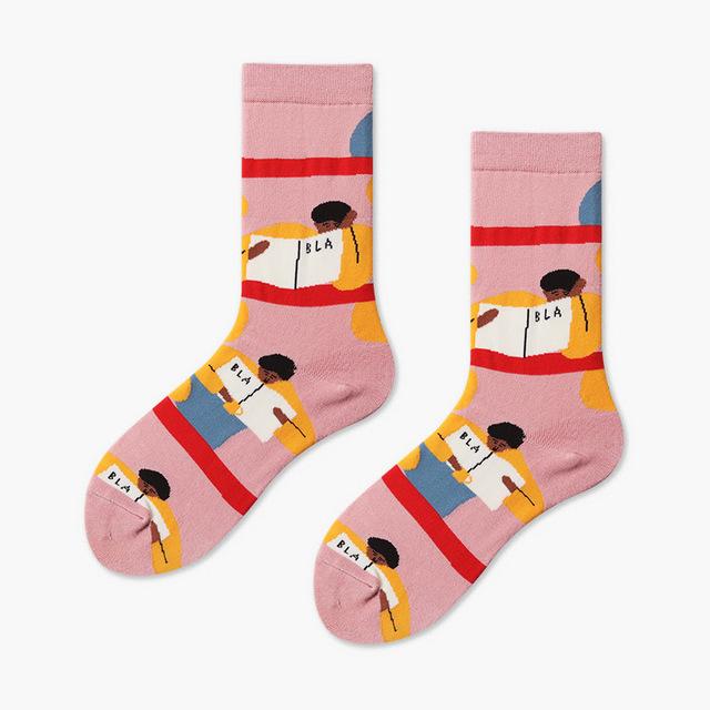 Couples Outdoor Skateboard Sox Autumn/Winter Creative Abstract Art Harajuku Hip Hop Streets Tide Sock Colorful Happy Funny Socks