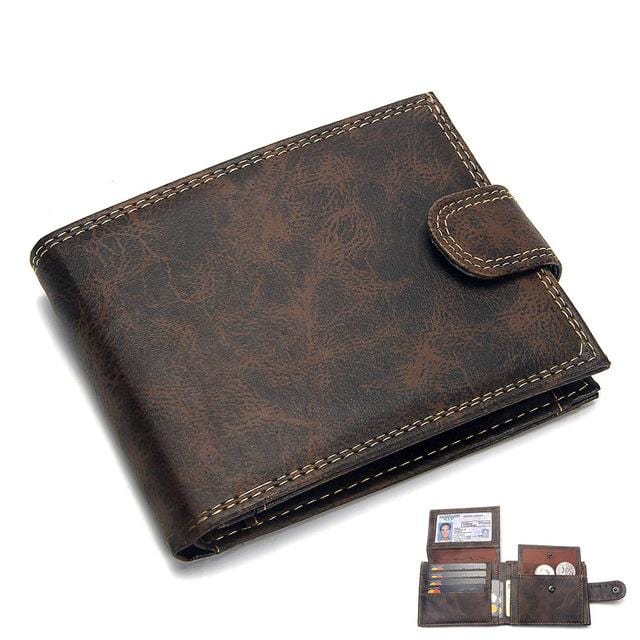 Luxury Men's Wallet Leather Solid Slim Wallets Men Pu Leather Bifold Short Credit Card Holders Coin Purses Business Purse Male