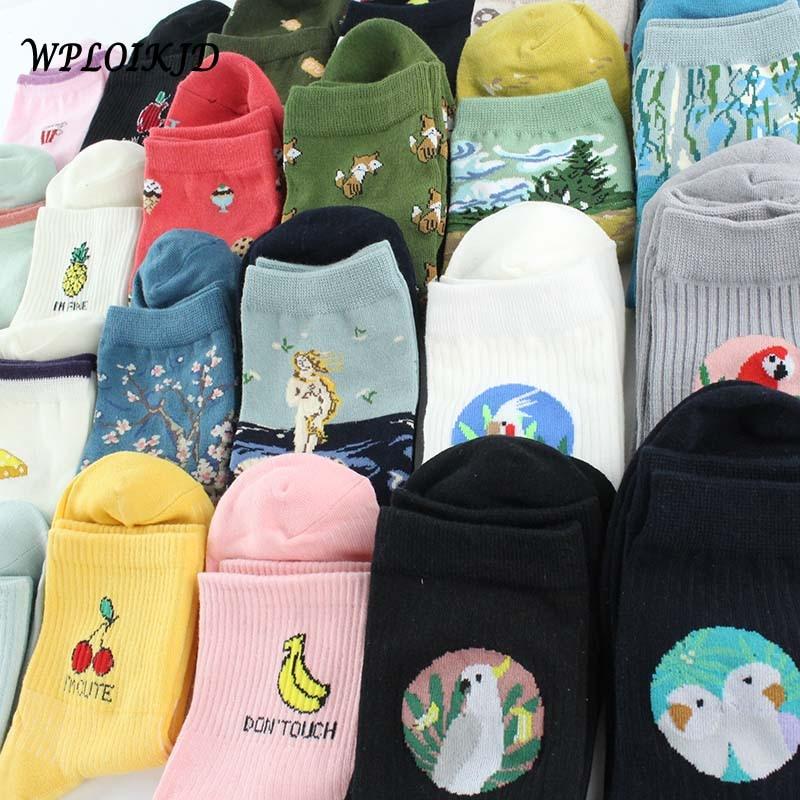 Nette Kreative Obst Harajuku Lustige Socken Neuheit Lebensmittel Kunst Druck Kawaii Socken Frauen Jacquard Warme Schöne Meias Femme Sokken