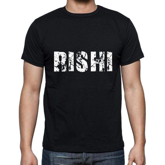 Rishi Mens Short Sleeve Round Neck T-Shirt 5 Letters Black Word 00006 - Casual