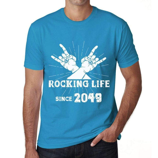 Rocking Life Since 2049 Mens T-Shirt Blue Birthday Gift 00421 - Blue / Xs - Casual