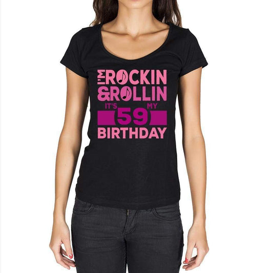 Rockin&rollin 59 Womens Short Sleeve Round Neck T-Shirt 00149 - Black / Xs - Casual