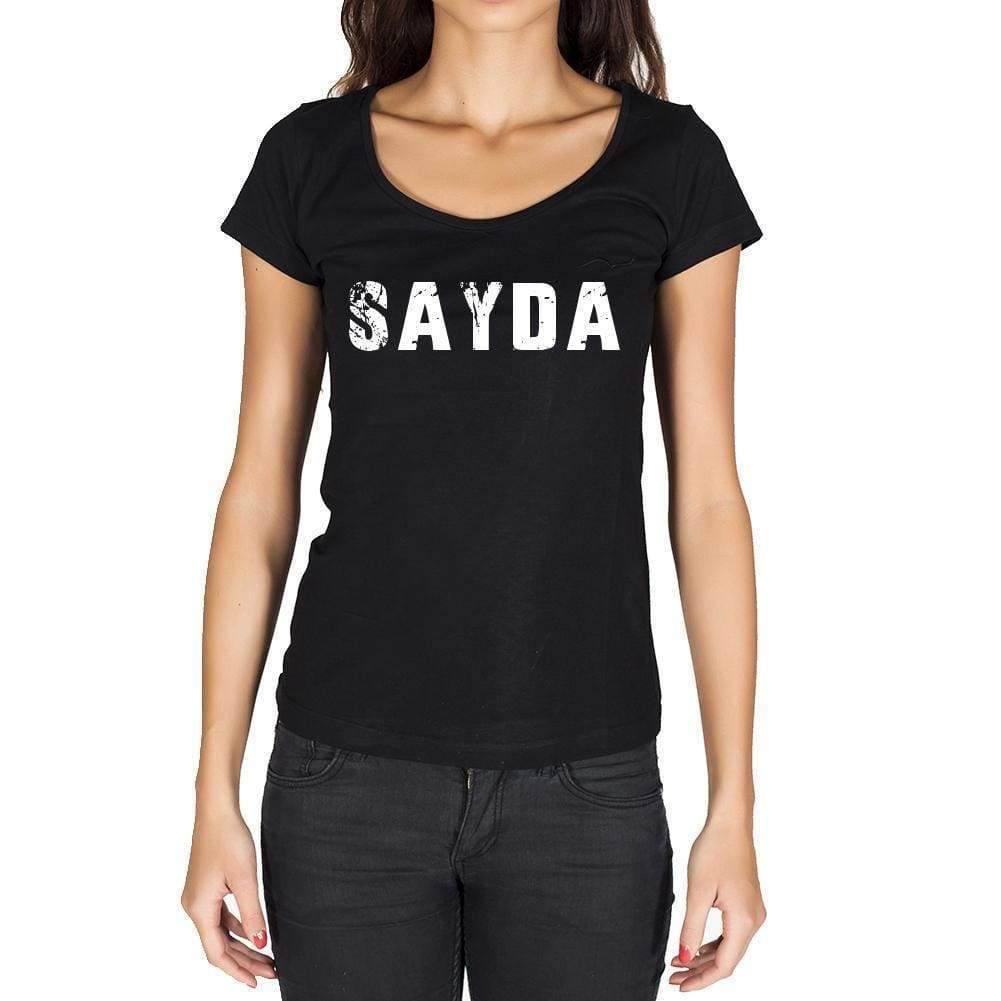 Sayda German Cities Black Womens Short Sleeve Round Neck T-Shirt 00002 - Casual