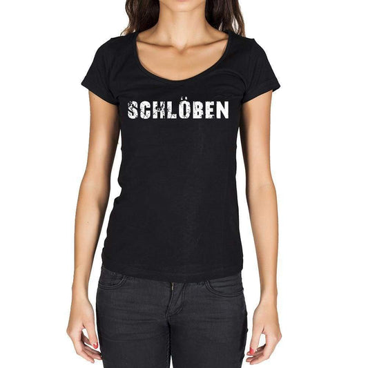Schlöben German Cities Black Womens Short Sleeve Round Neck T-Shirt 00002 - Casual