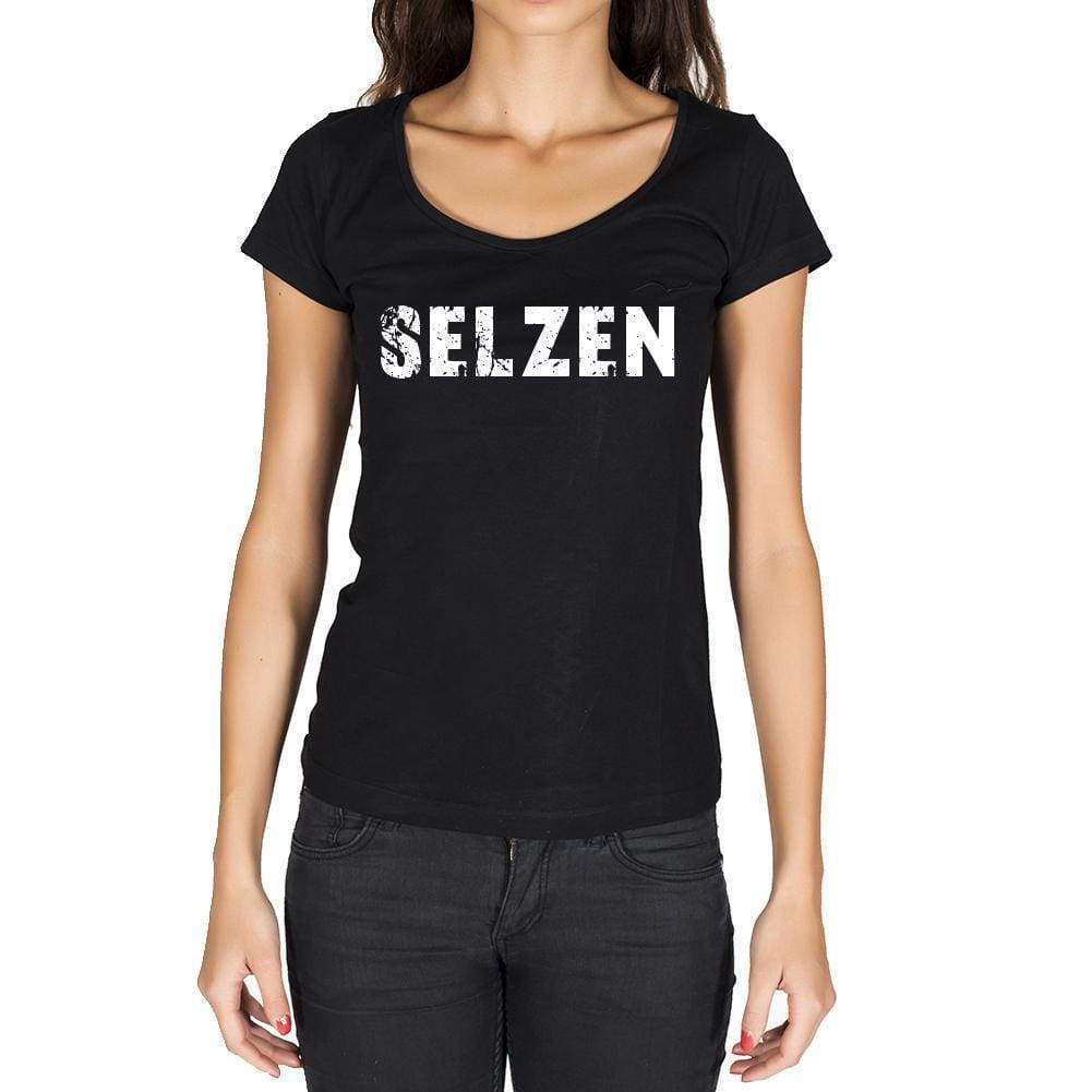 Selzen German Cities Black Womens Short Sleeve Round Neck T-Shirt 00002 - Casual