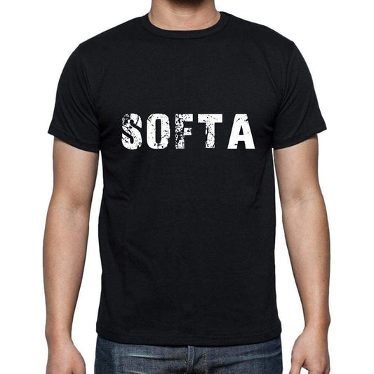 Softa Mens Short Sleeve Round Neck T-Shirt 5 Letters Black Word 00006 - Casual