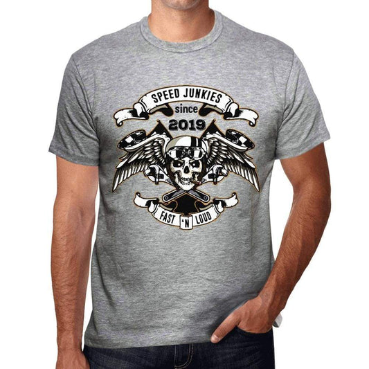 Speed Junkies Since 2019 Mens T-Shirt Grey Birthday Gift 00463 - Grey / S - Casual