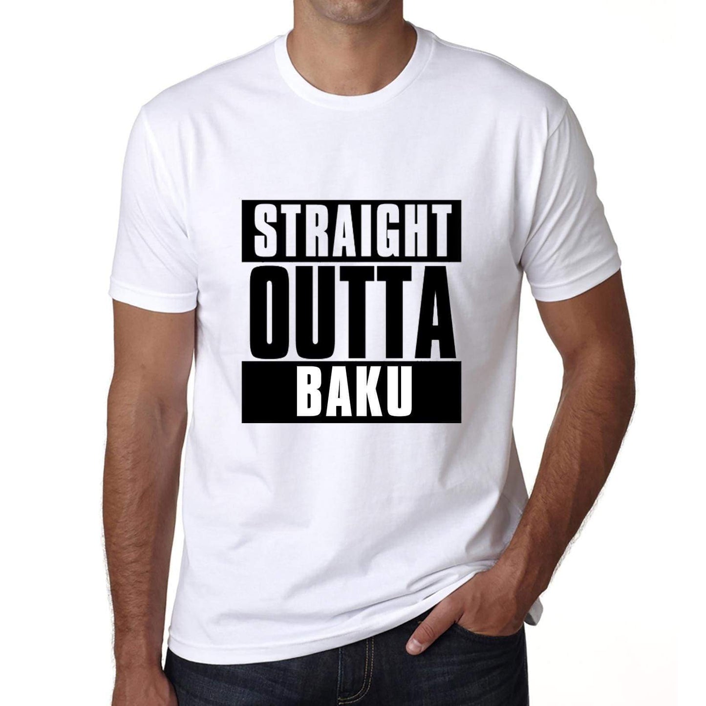 Straight Outta Baku Mens Short Sleeve Round Neck T-Shirt 00027 - White / S - Casual