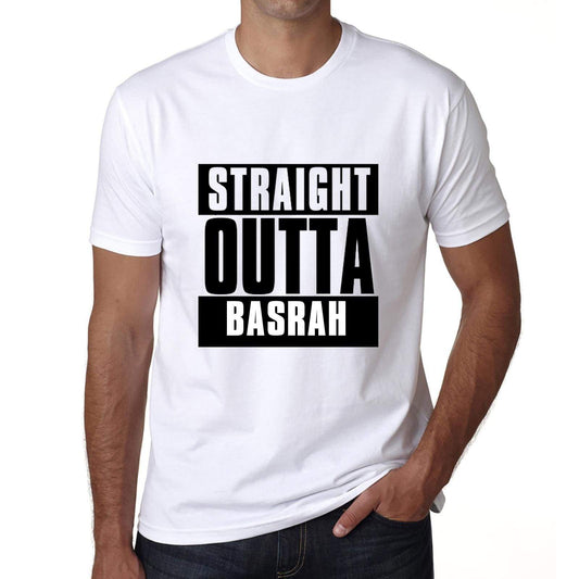 Straight Outta Basrah Mens Short Sleeve Round Neck T-Shirt 00027 - White / S - Casual